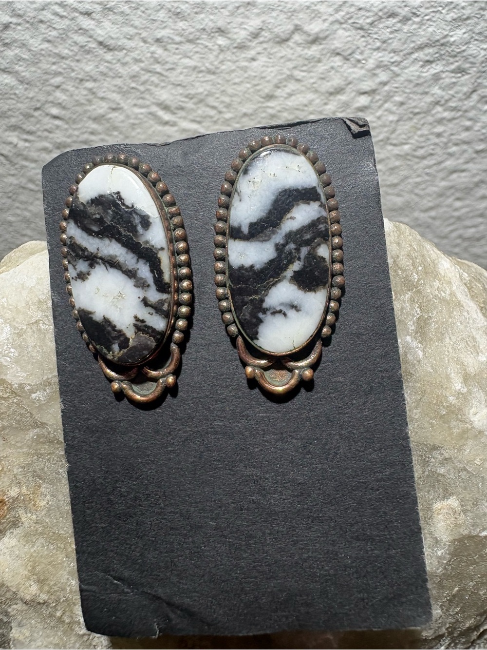 Zebra Jasper Set In Copper Earrings